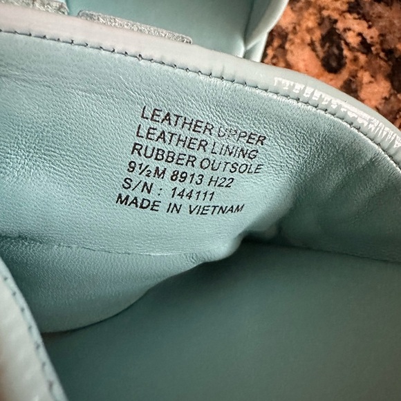 Tory Burch Double T Sport Slide Patent Leather Misty Aqua - Picture 9 of 9